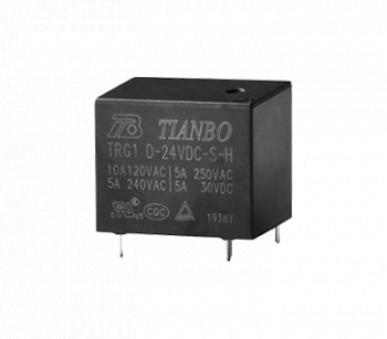 TRG1H D-12VDC-S-H, Силовое реле 12VDC, 0.45Wt, 10A; Конфиг: 1A, NO, 18.2*10.2*15.5 мм / Tianbo